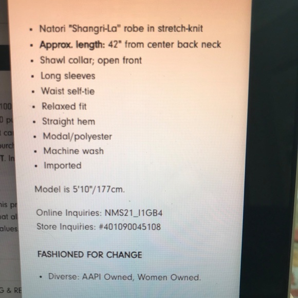 Brand nwot Natori Shangri-La Luxe Robe with antiqued lace - Picture 12 of 12